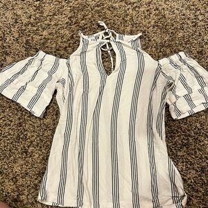 American Eagle Outfitters Navy and White Striped Blouse